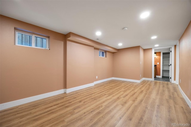 1601 Albion St, Denver, CO 80220 - basement featuring light wood-style floors, recessed lighting, and baseboards