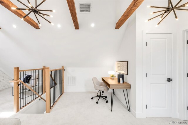 230 E Ellsworth Ave, Denver, CO 80209 - office area with a chandelier, carpet, and baseboards