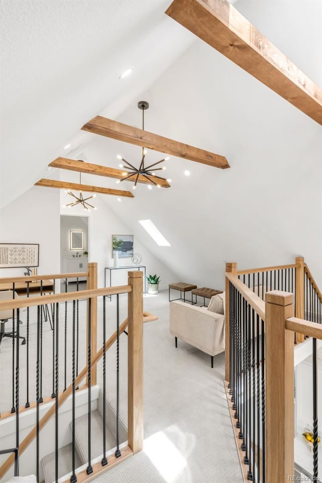 230 E Ellsworth Ave, Denver, CO 80209 - carpeted bedroom with recessed lighting, a skylight, and a chandelier