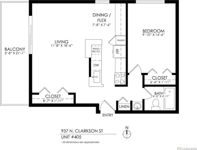 937 N Clarkson St Unit 405, Denver, CO 80218 - view of floor plan / room layout