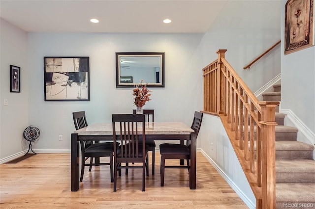 dining space featuring light hardwood / wood-style floors