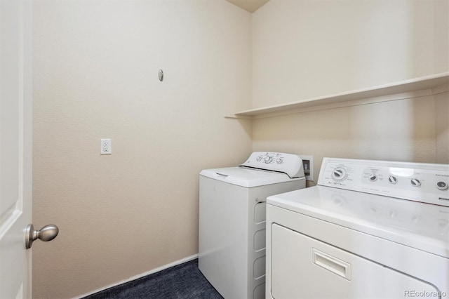 16285 W 62nd Ln Unit C, Arvada, CO 80403 - laundry room with independent washer and dryer and dark colored carpet