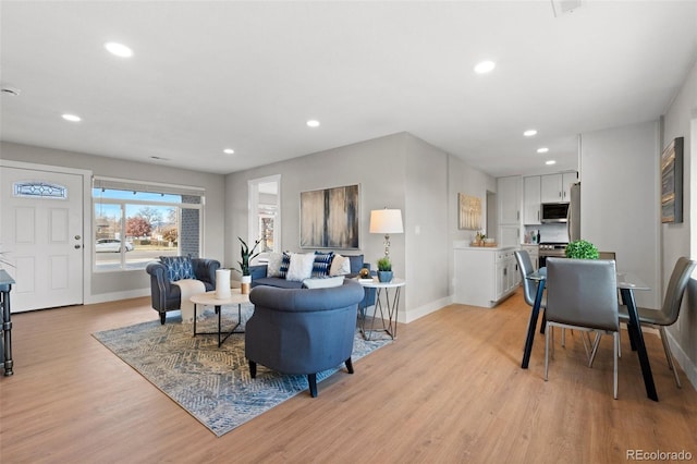 living room featuring light hardwood / wood-style flooring