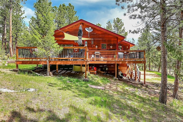 rear view of house with a deck