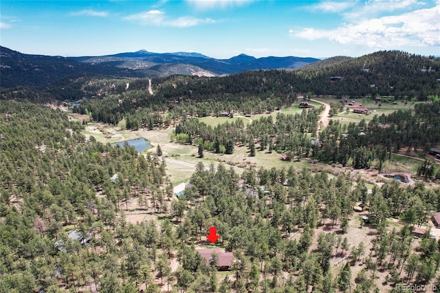 bird's eye view with a mountain view