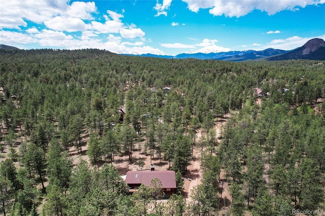 drone / aerial view featuring a mountain view