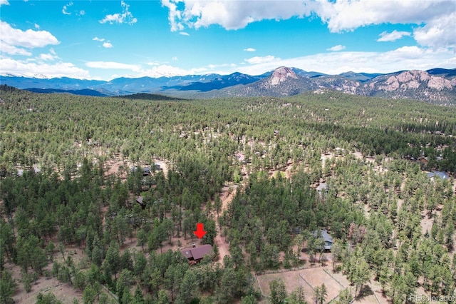 aerial view with a mountain view