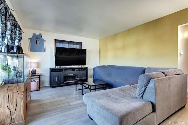 living room featuring light wood-type flooring