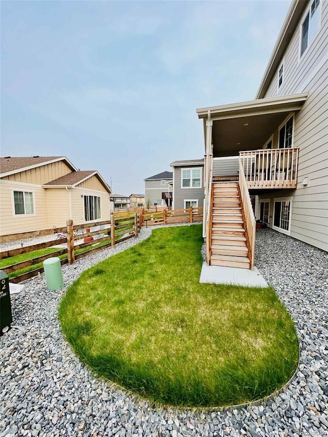 4666 S Malaya Ct, Aurora, CO 80015 - view of yard with stairway and a wooden deck