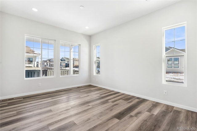 empty room featuring wood-type flooring and a wealth of natural light