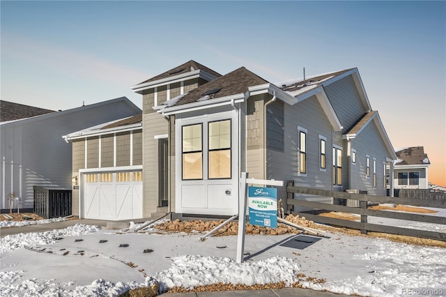 exterior space with a garage