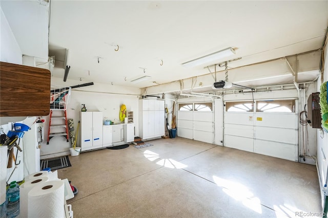 garage with a garage door opener