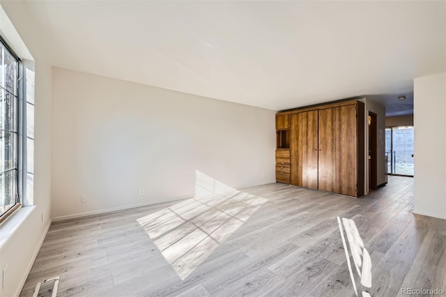 interior space with light hardwood / wood-style flooring