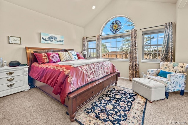 1060 Alta Vista Dr, Craig, CO 81625 - bedroom with carpet floors, multiple windows, high vaulted ceiling, and baseboards