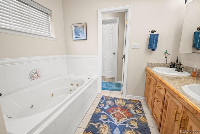 1060 Alta Vista Dr, Craig, CO 81625 - full bathroom featuring a whirlpool tub, double vanity, and tile patterned flooring