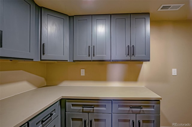 kitchen featuring gray cabinets