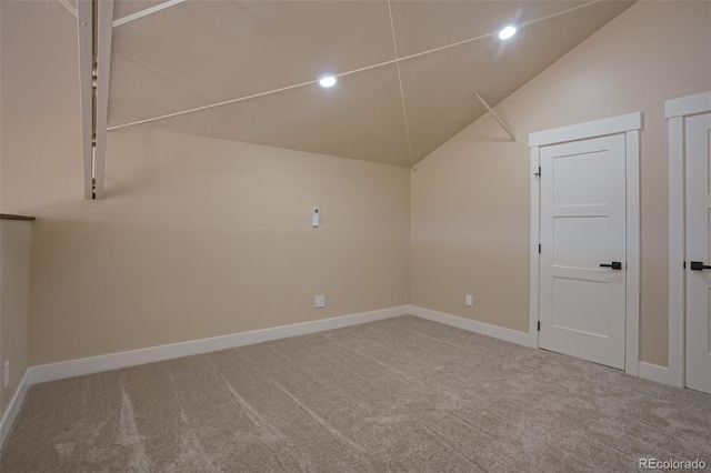 bonus room featuring carpet and lofted ceiling