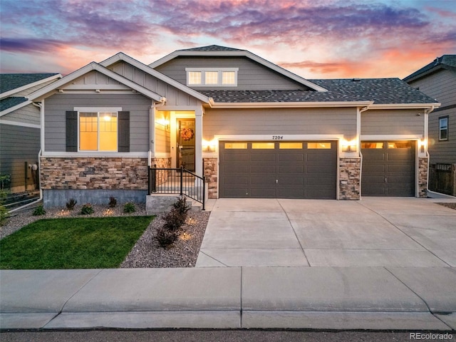 craftsman inspired home featuring a garage