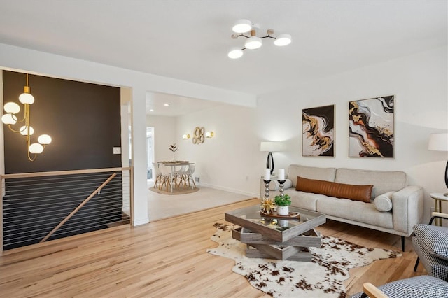 living room with hardwood / wood-style floors