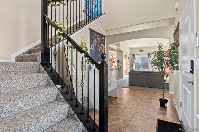 view of tiled foyer entrance