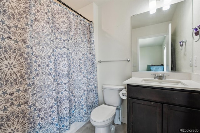 7498 E 157th Pl, Thornton, CO 80602 - full bathroom with vanity, tile patterned flooring, and curtained shower