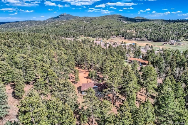 28669 Mountain View Rd, Conifer, CO 80433 - aerial view of a heavily wooded area and a mountain backdrop