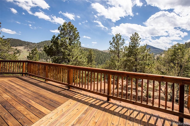 deck with a mountain view