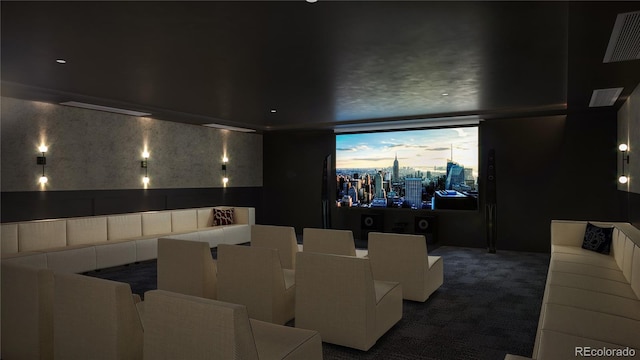 view of carpeted home theater