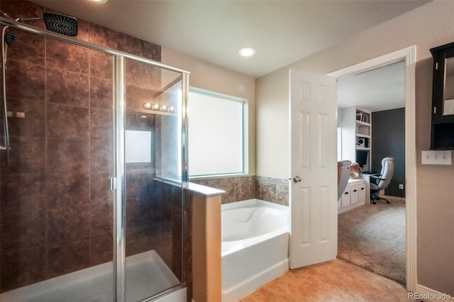 2204 Reed Grass Way, Colorado Springs, CO 80915 - bathroom with a bath, a shower stall, and recessed lighting