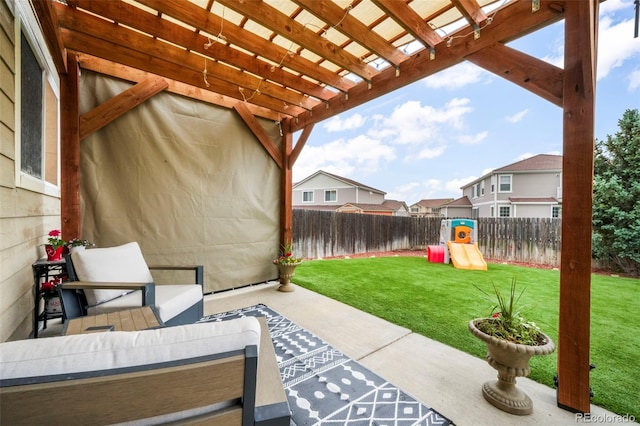 2204 Reed Grass Way, Colorado Springs, CO 80915 - view of patio / terrace with a pergola and an outdoor hangout area