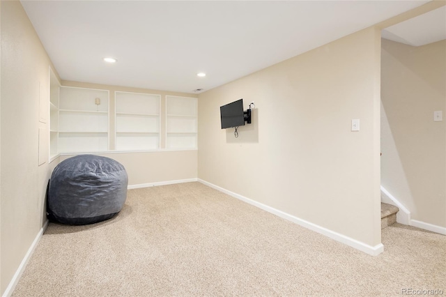 745 S Glencoe St, Denver, CO 80246 - sitting room with carpet floors, recessed lighting, and stairs