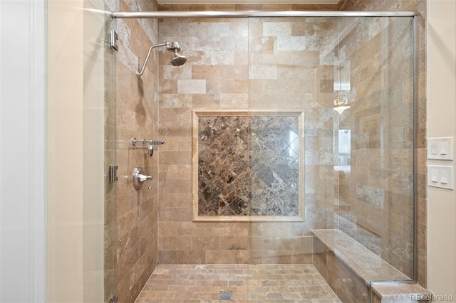 bathroom featuring a stall shower