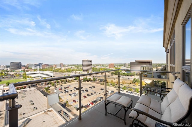 balcony with a view of city