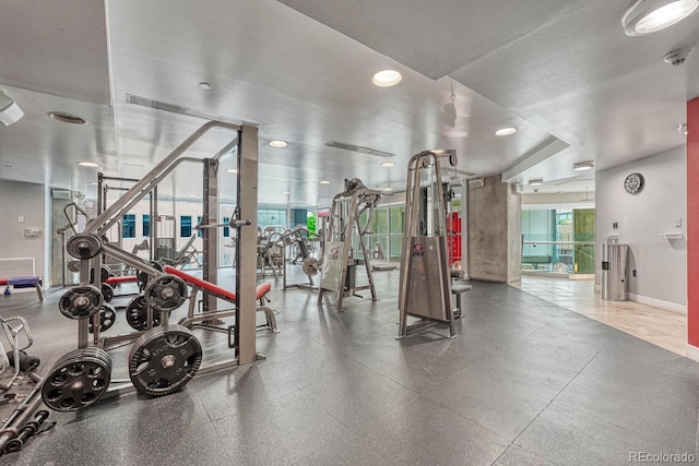1700 Bassett St Unit 101, Denver, CO 80202 - gym featuring recessed lighting and baseboards