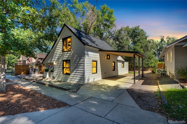 view of front of house with a patio area