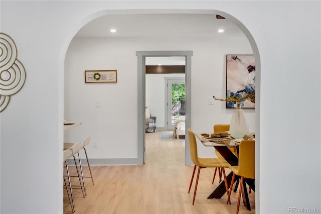 dining area featuring light hardwood / wood-style flooring