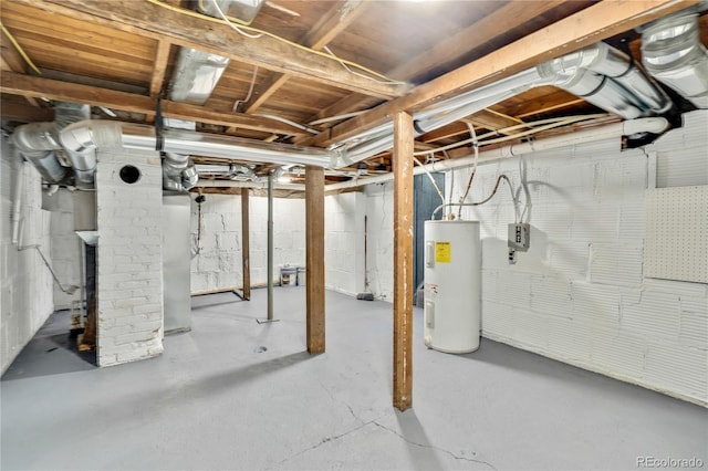 basement featuring water heater