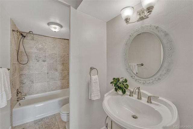 4800 E Hale Pkwy Unit 802N, Denver, CO 80220 - bathroom featuring a sink, toilet, and washtub / shower combination