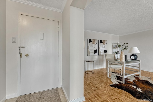 4800 E Hale Pkwy Unit 802N, Denver, CO 80220 - entrance foyer with a textured ceiling, crown molding, and baseboards