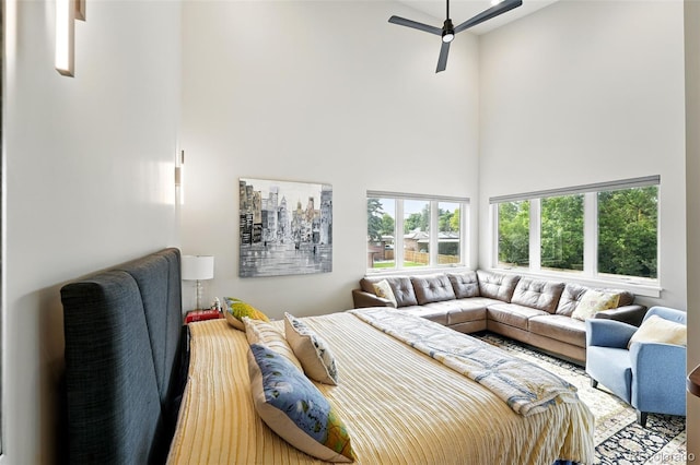 2635 Pierce St, Wheat Ridge, CO 80214 - bedroom featuring a high ceiling and ceiling fan