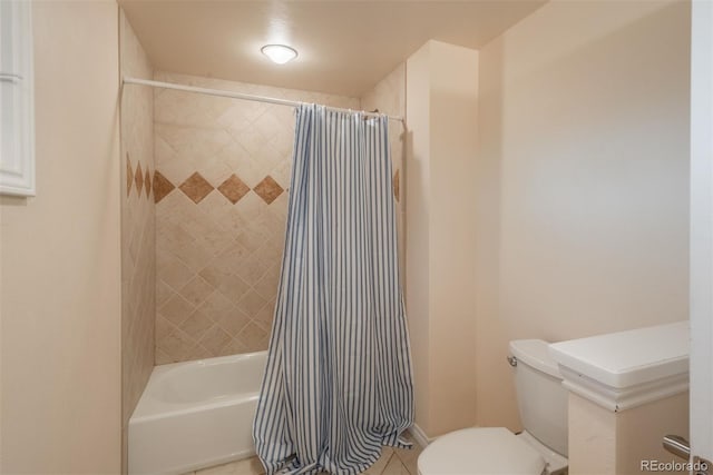 7750 S Glencoe Way, Centennial, CO 80122 - bathroom with shower / bath combo and tile patterned flooring
