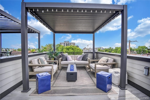 3520 W Conejos Pl Unit 14, Denver, CO 80204 - wooden terrace with an outdoor living space with a fire pit