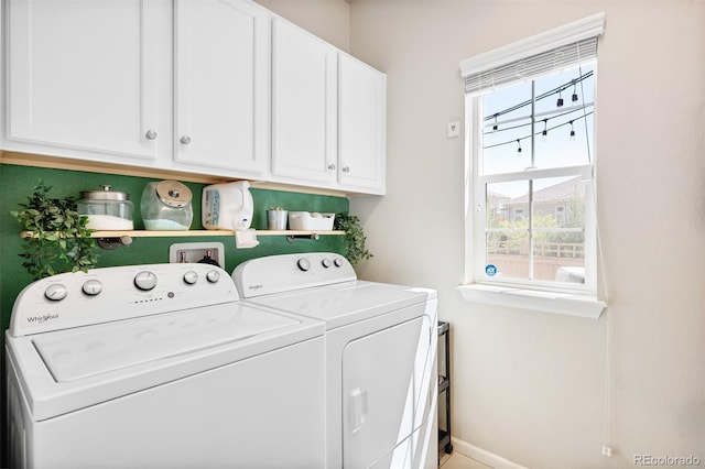 14833 E Crestridge Dr, Centennial, CO 80015 - washroom with washing machine and clothes dryer, cabinet space, and baseboards
