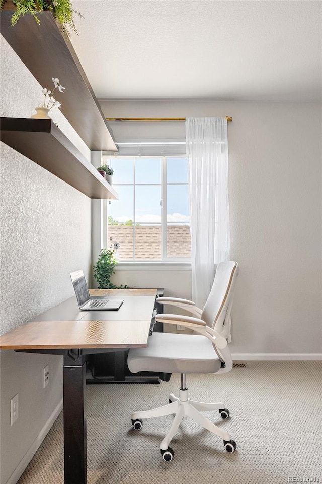14833 E Crestridge Dr, Centennial, CO 80015 - carpeted office with baseboards and a textured wall