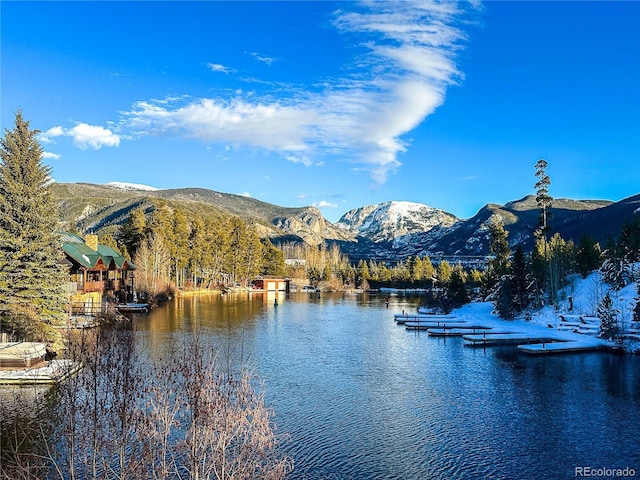 property view of water featuring a mountain view