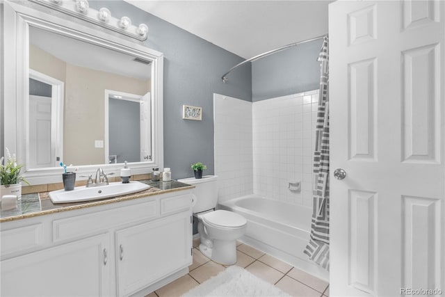 10819 Summerset Way, Parker, CO 80138 - bathroom featuring shower / bath combo, vanity, and tile patterned floors
