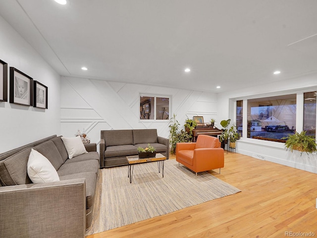 living room with wood-type flooring