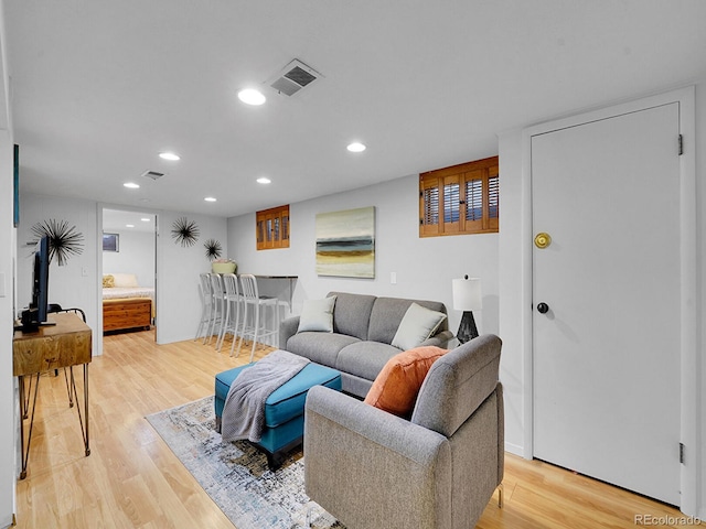 living room with light wood-type flooring