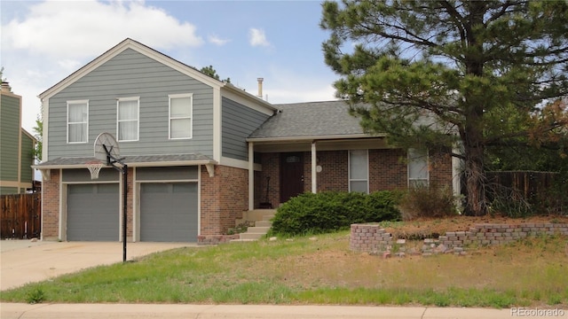 6815 Hills Dr, Parker, CO 80138 - view of front of house featuring brick siding, concrete driveway, a garage, and roof with shingles
