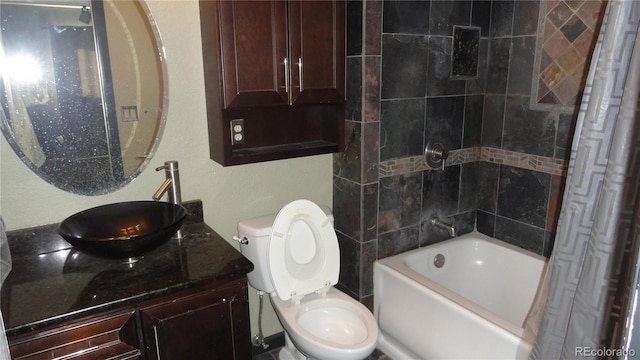 6815 Hills Dr, Parker, CO 80138 - bathroom featuring vanity, toilet, and bathtub / shower combination